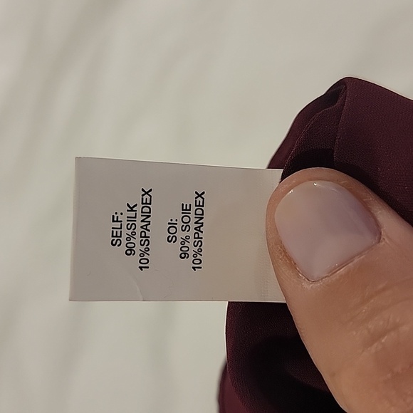 Ramy Brock tie neck top, burgundy size extra small. - Picture 3 of 6